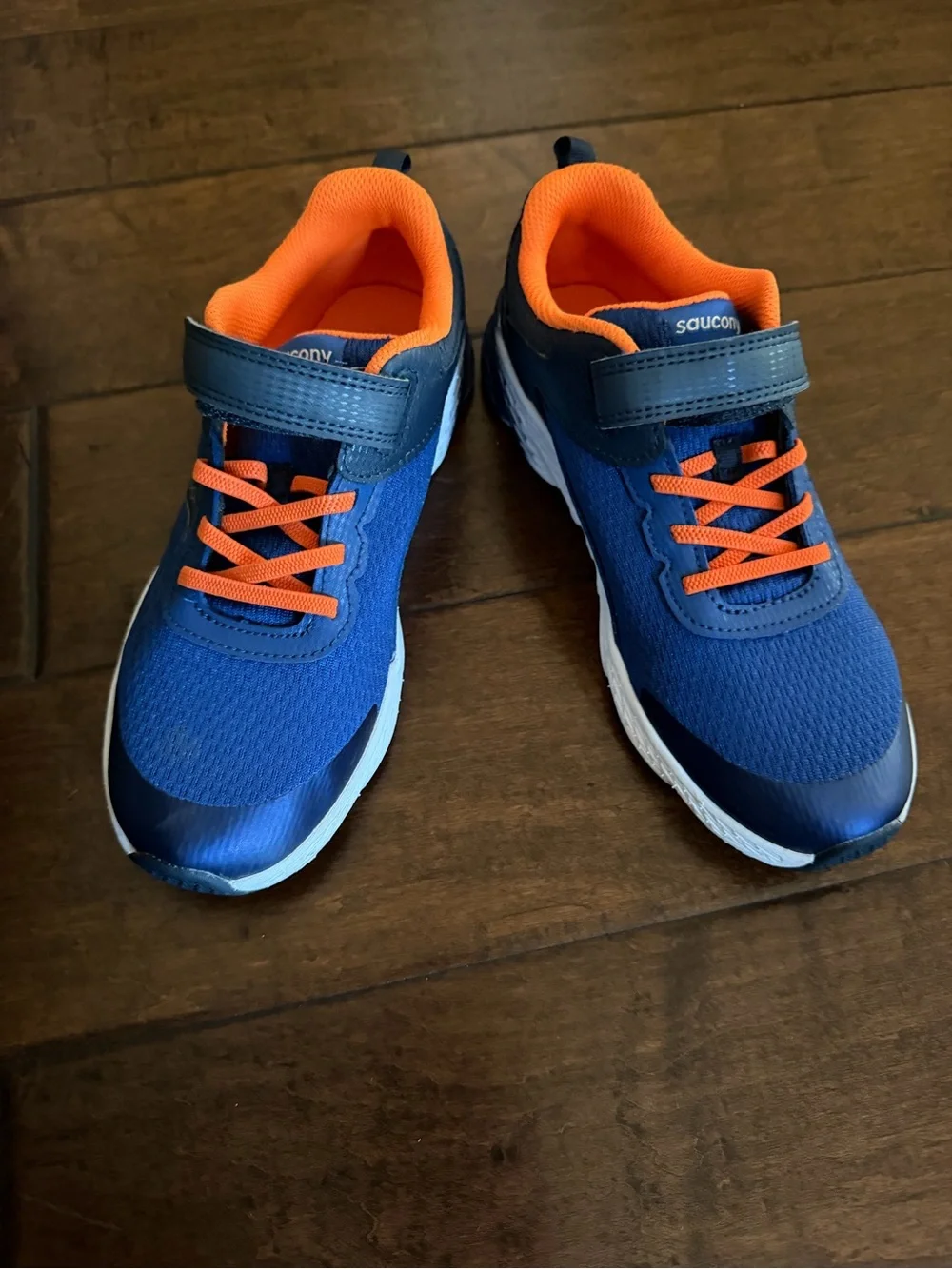 Saucony Kids Navy and Orange Hook-and-Loop Sneakers